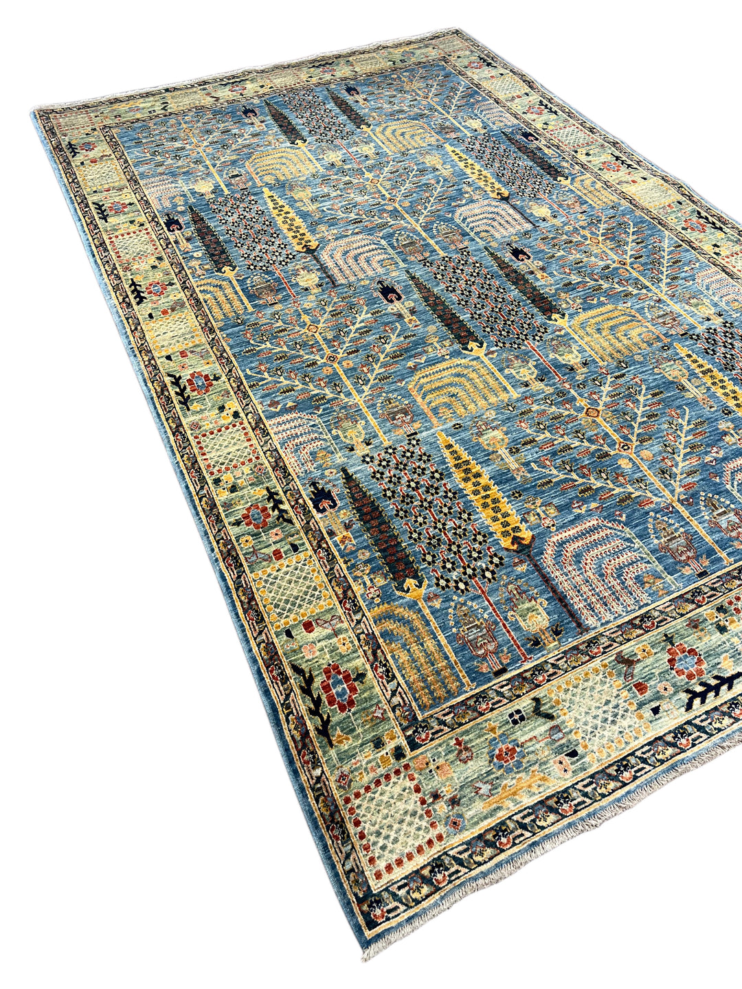 Babylon Garden - Blue &amp; Sage Garden Design Rug – 6’2” x 9’8”