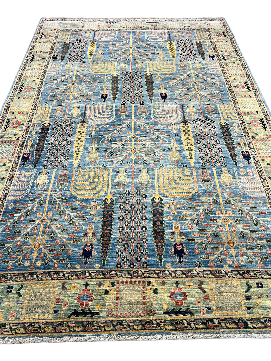 Babylon Garden - Blue &amp; Sage Garden Design Rug – 6’2” x 9’8”