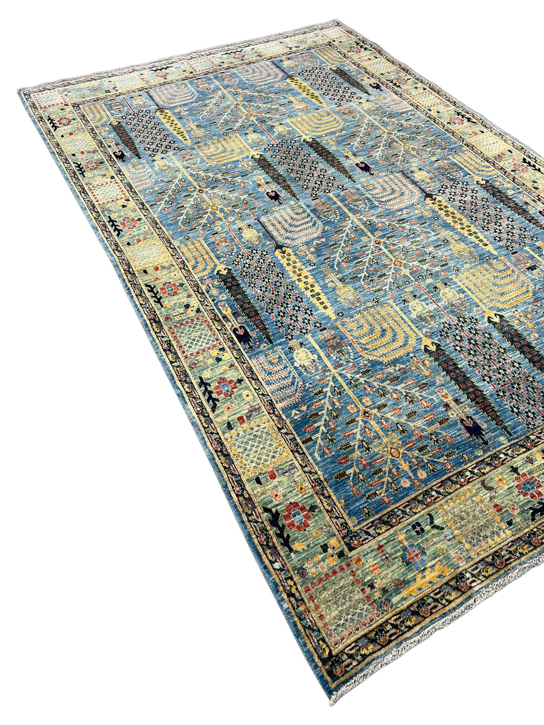 Babylon Garden - Blue &amp; Sage Garden Design Rug – 6’2” x 9’8”