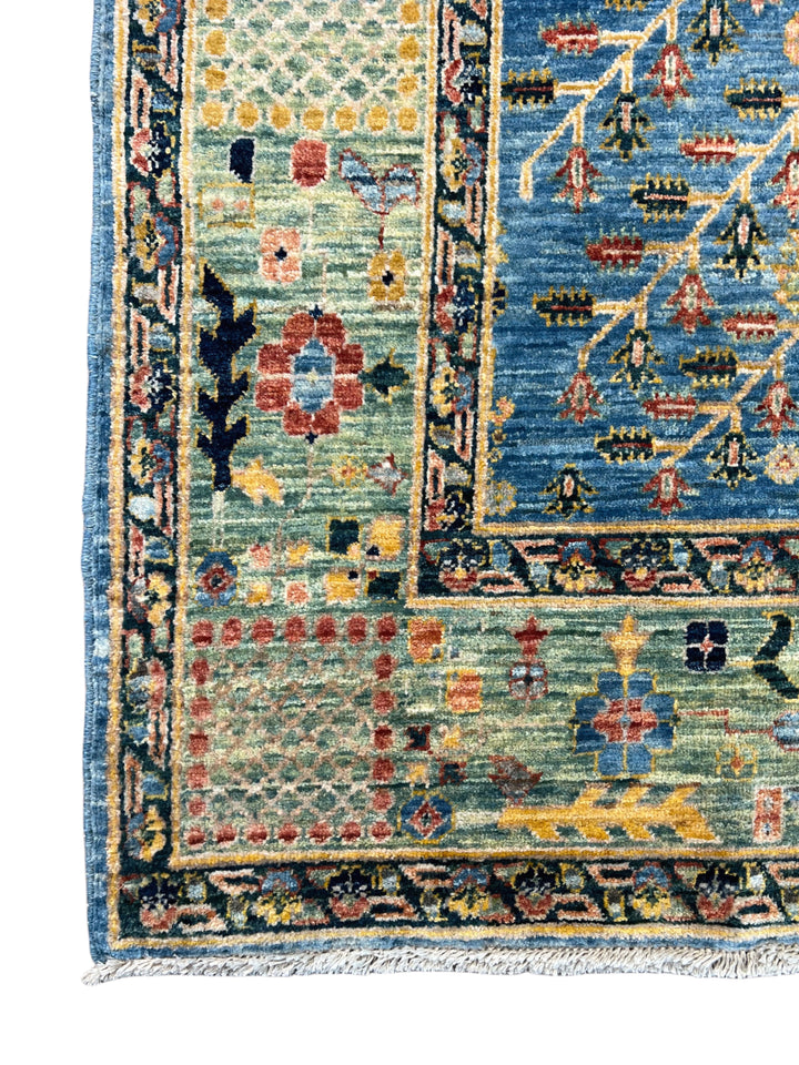 Babylon Garden - Blue &amp; Sage Garden Design Rug – 6’2” x 9’8”