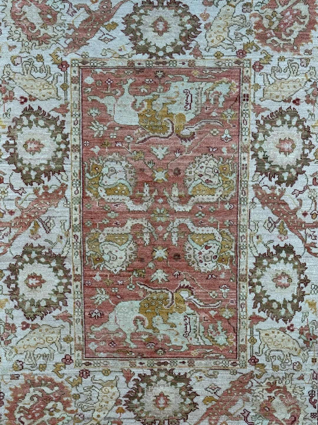 Rosewater Heritage - Dusty Rose &amp; Ivory Ushak Style Rug  – 5’3” x 7’0”