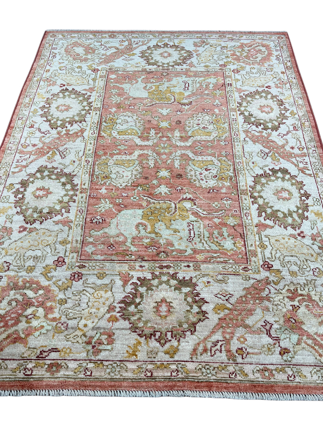 Rosewater Heritage - Dusty Rose &amp; Ivory Ushak Style Rug  – 5’3” x 7’0”