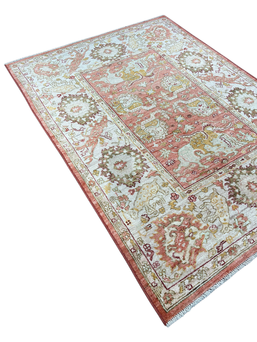 Rosewater Heritage - Dusty Rose &amp; Ivory Ushak Style Rug  – 5’3” x 7’0”