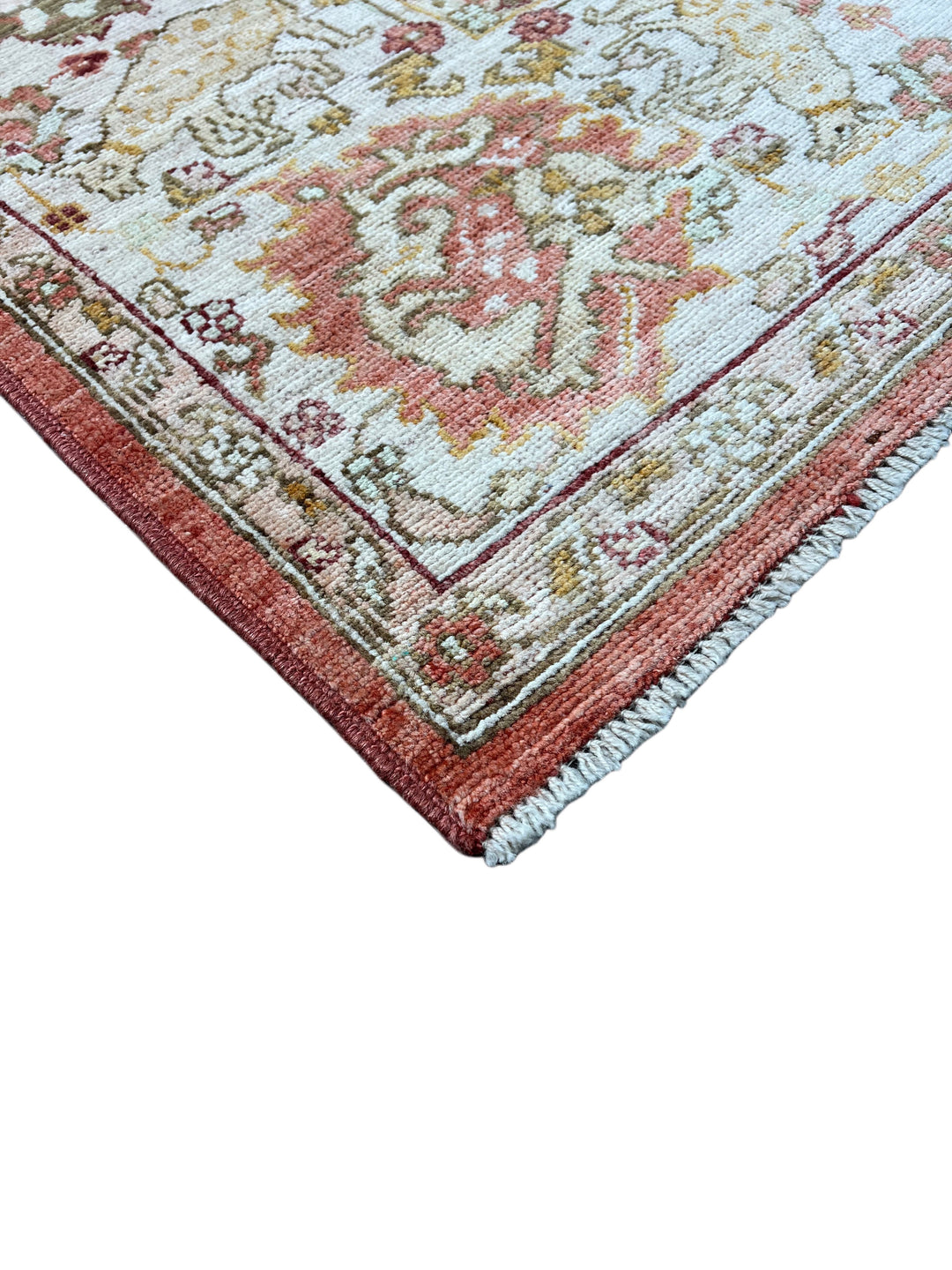 Rosewater Heritage - Dusty Rose &amp; Ivory Ushak Style Rug  – 5’3” x 7’0”
