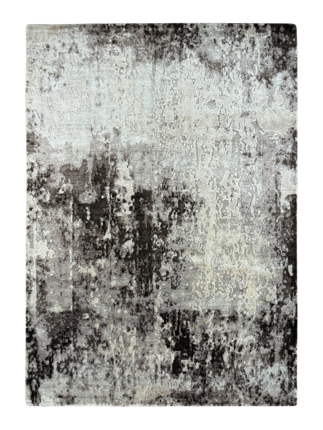 Silver Eclipse - Silver Gray &amp; Charcoal Abstract Modern Rug – 5’8” x 8’0”