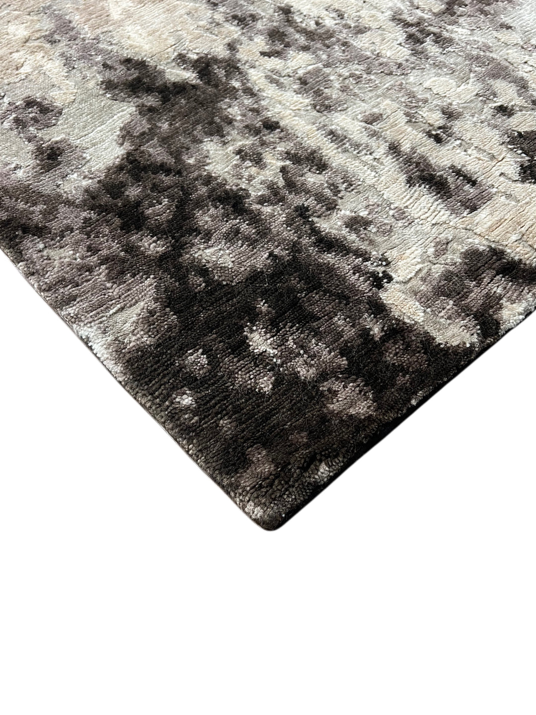 Silver Eclipse - Silver Gray &amp; Charcoal Abstract Modern Rug – 5’8” x 8’0”