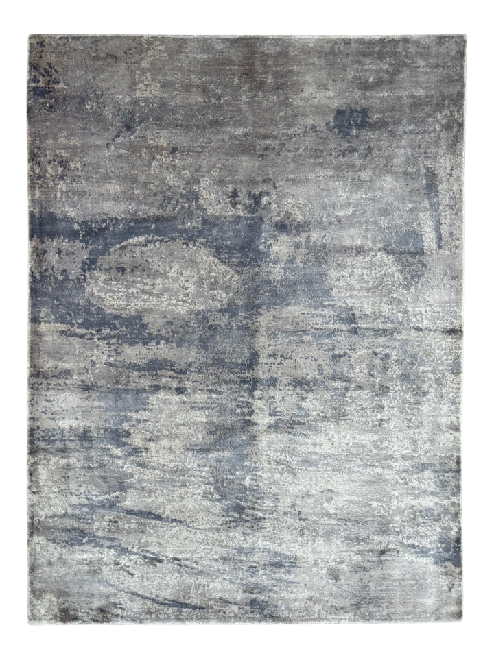 Silver Horizon - Dusty Blue &amp; Smoky Lavender Abstract Modern Rug – 5’7” x 7’5”