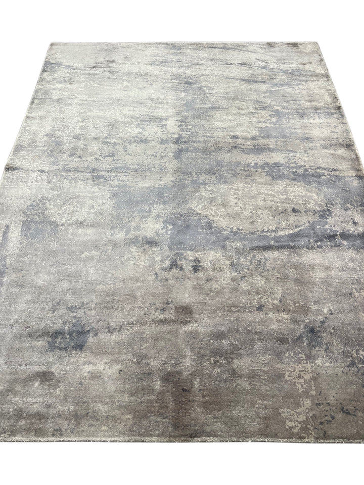 Silver Horizon - Dusty Blue &amp; Smoky Lavender Abstract Modern Rug – 5’7” x 7’5”