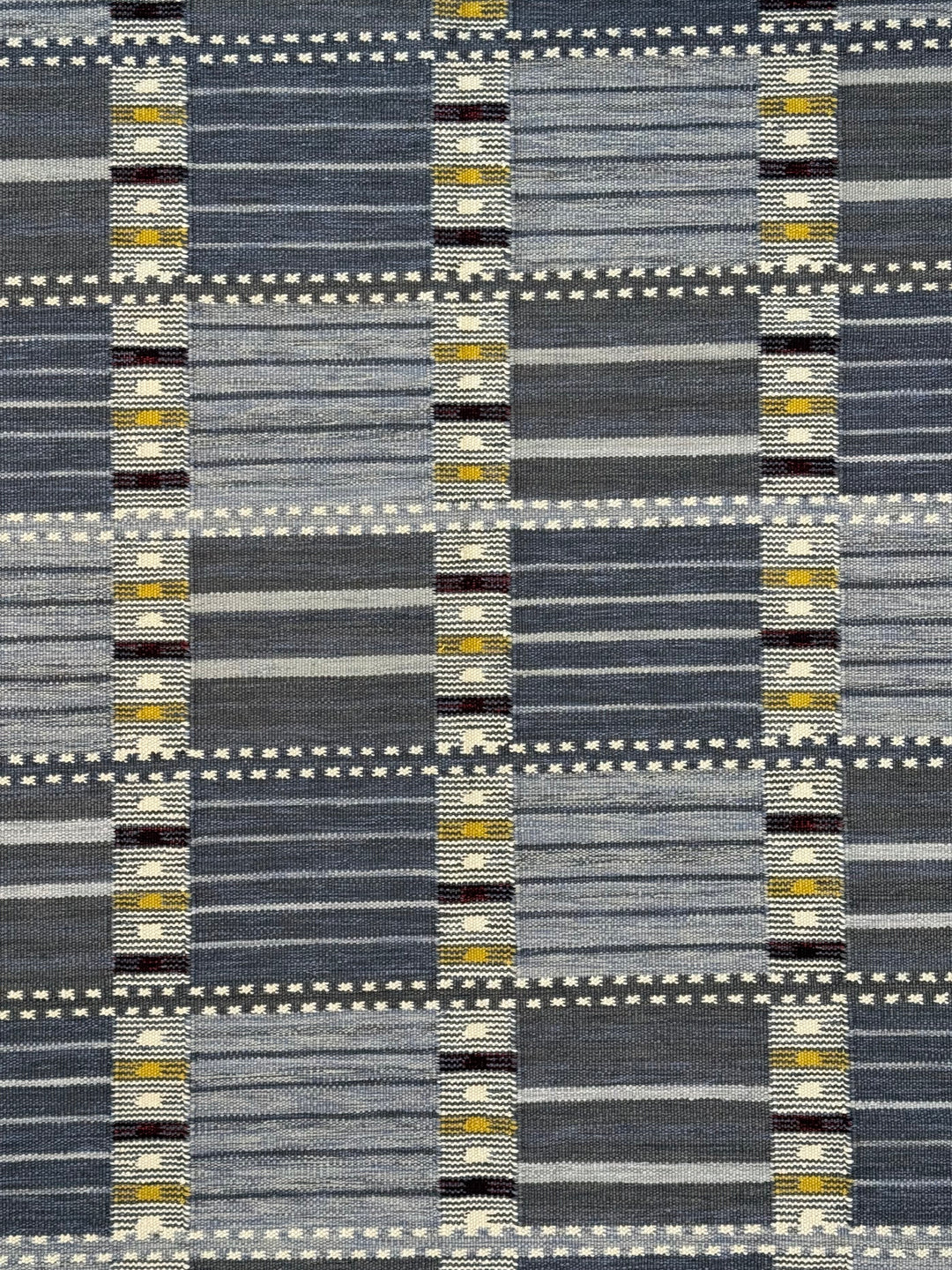 Nordic Mosaic - Denim Blue &amp; Grey Geometric Flatweave Rug – 8’1” x 10’0”