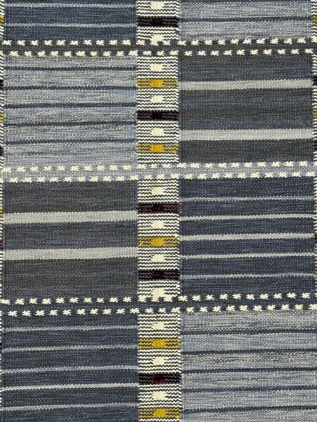 Nordic Mosaic - Denim Blue &amp; Grey Geometric Flatweave Rug – 8’1” x 10’0”