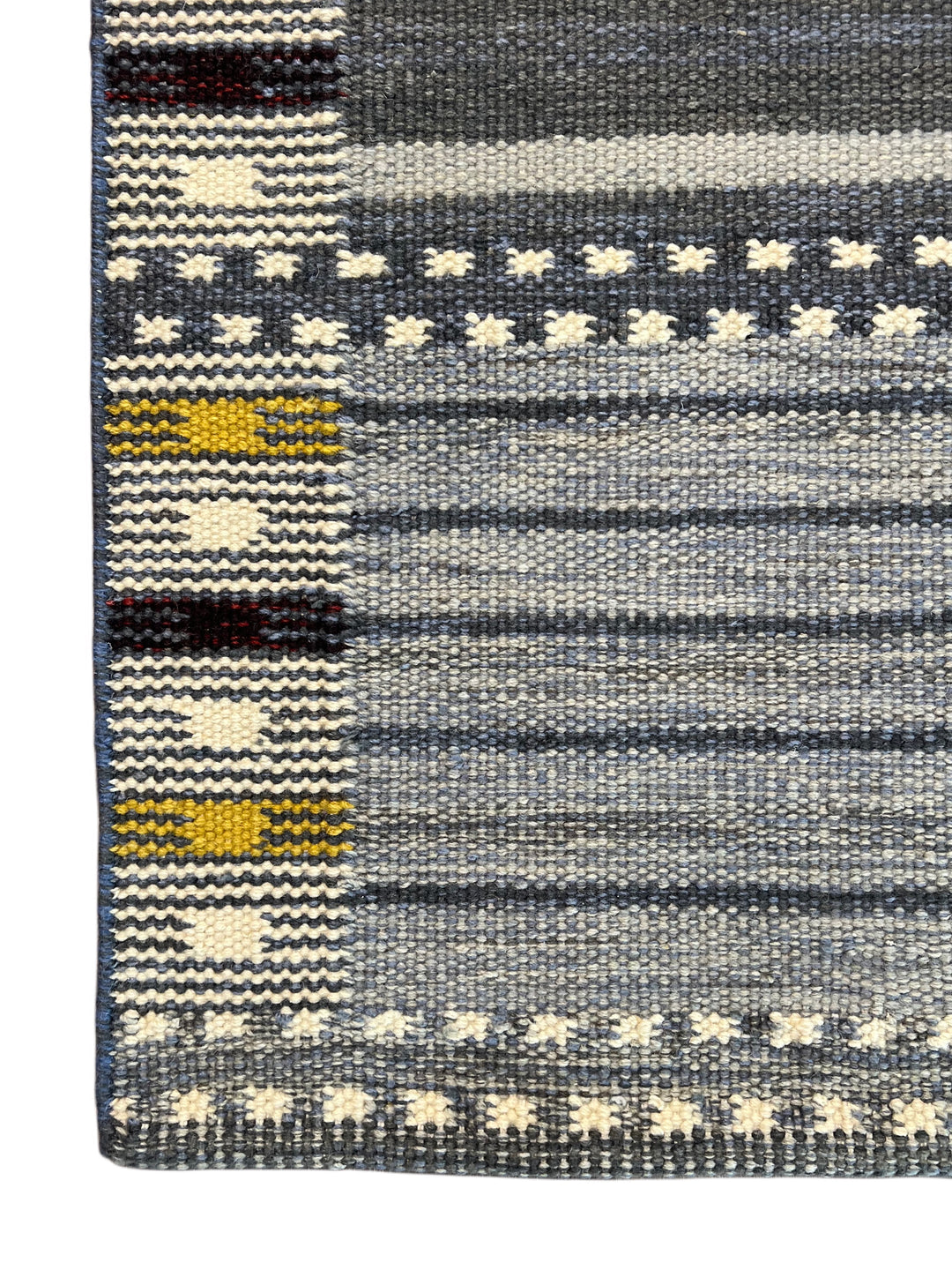 Nordic Mosaic - Denim Blue &amp; Grey Geometric Flatweave Rug – 8’1” x 10’0”