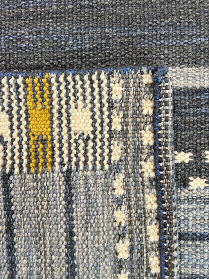 Nordic Mosaic - Denim Blue &amp; Grey Geometric Flatweave Rug – 8’1” x 10’0”