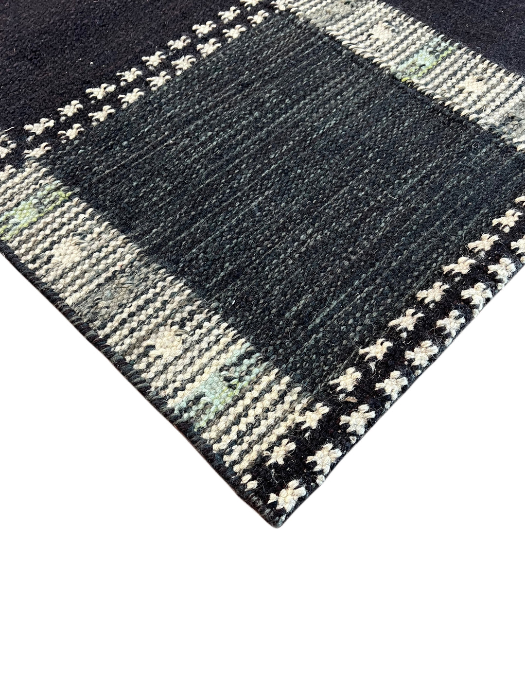 Midnight Tartan - Navy Blue &amp; Charcoal Geometric Flatweave Rug – 8’3” x 10’2”
