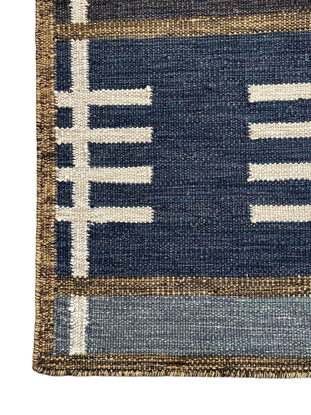 Indigo Rhythm - Indigo Blue &amp; Ivory Geometric Flatweave Rug – 8’1” x 10’2”