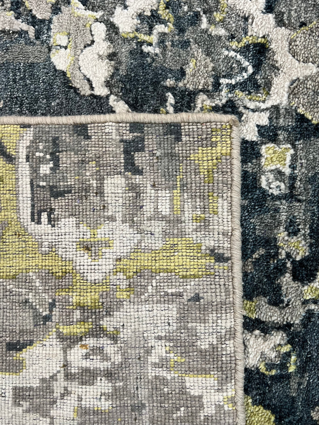 The Verdant Eclipse – Charcoal Gray, Sage Green &amp; Ivory Abstract Rug – 4’10” x 8’10”