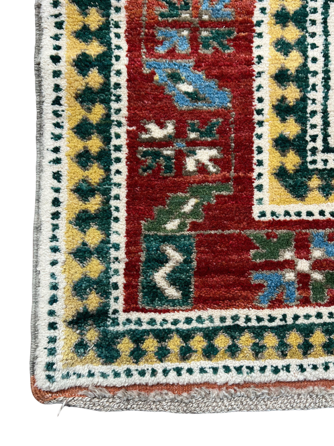 The Golden Mosaic - Ivory, Rust Red &amp; Golden Yellow Geometric Rug – 6’7” x 7’3”