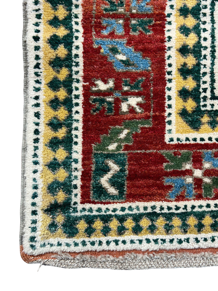 The Golden Mosaic - Ivory, Rust Red &amp; Golden Yellow Geometric Rug – 6’7” x 7’3”