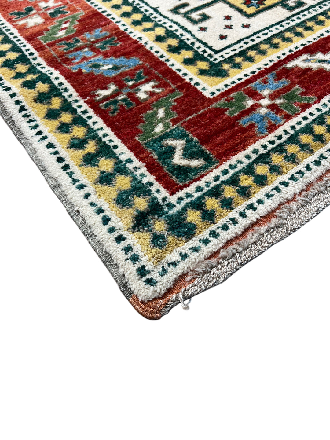 The Golden Mosaic - Ivory, Rust Red &amp; Golden Yellow Geometric Rug – 6’7” x 7’3”