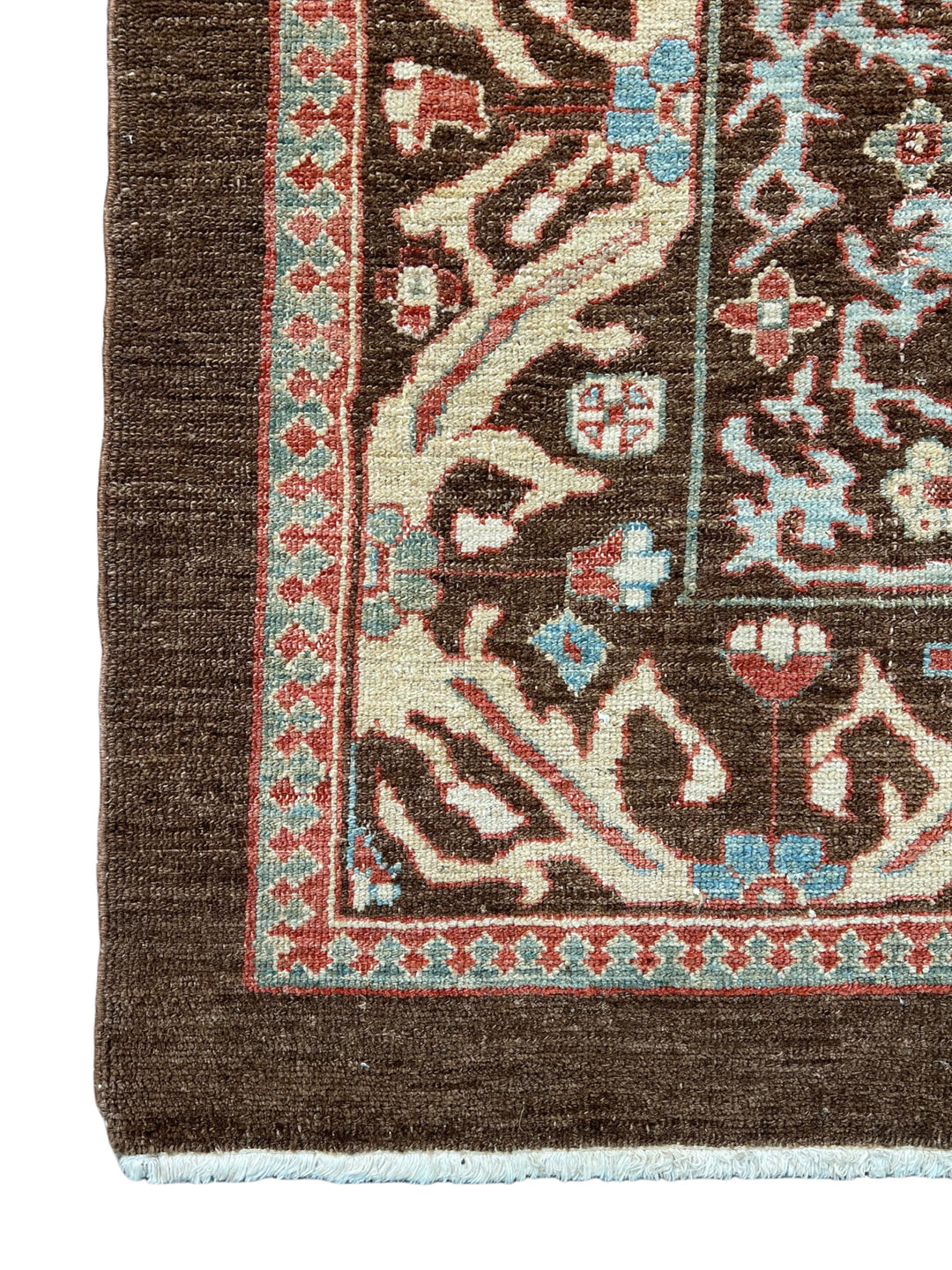 Chocolate Brown &amp; Sky Blue Antique Bakshaish Rug – The Azure Heritage – Circa 1930s – 6’4” x 8’3”