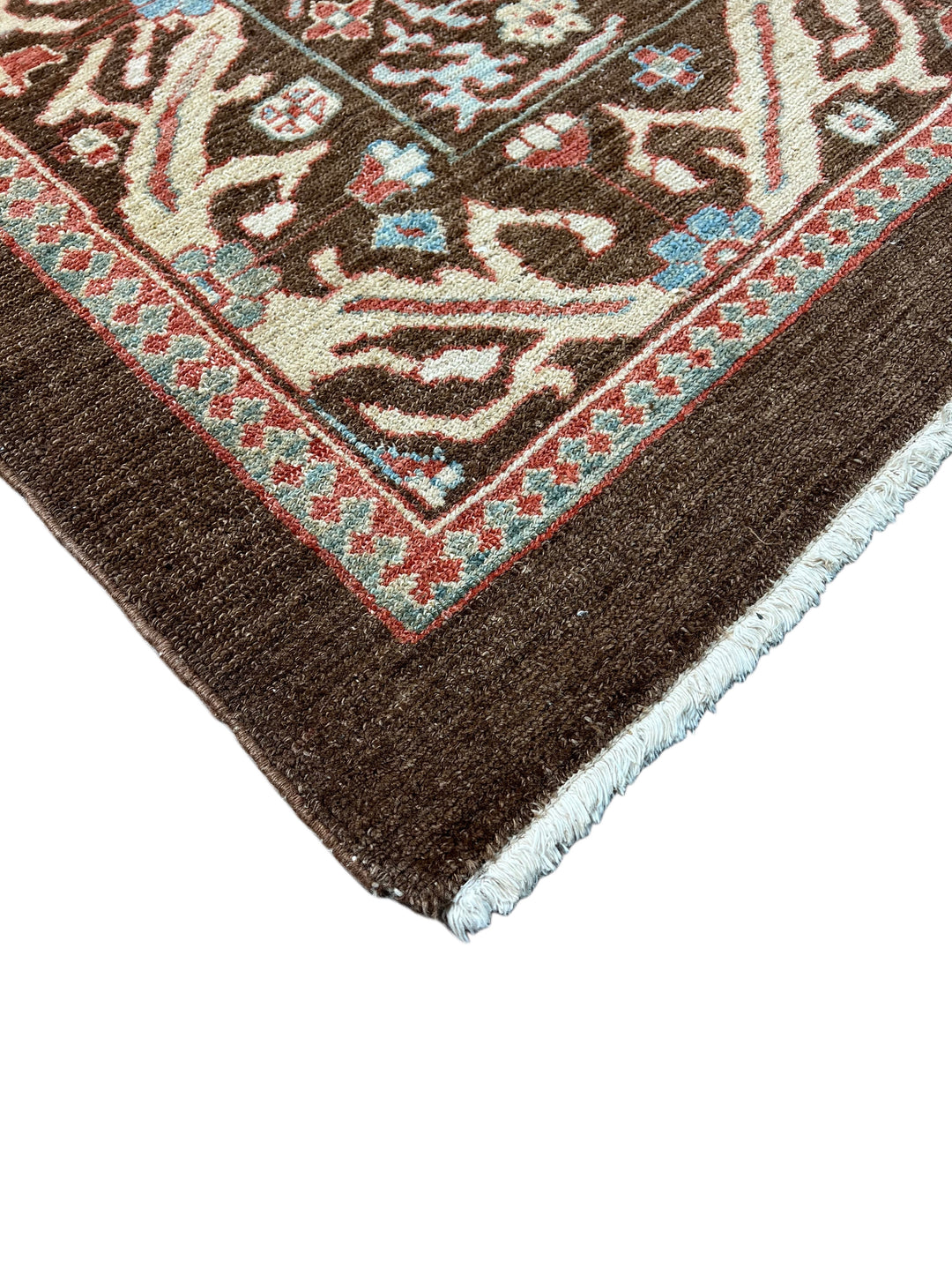 Chocolate Brown &amp; Sky Blue Antique Bakshaish Rug – The Azure Heritage – Circa 1930s – 6’4” x 8’3”