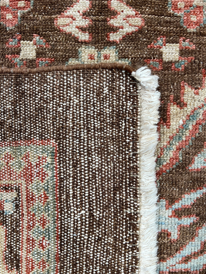 Chocolate Brown &amp; Sky Blue Antique Bakshaish Rug – The Azure Heritage – Circa 1930s – 6’4” x 8’3”