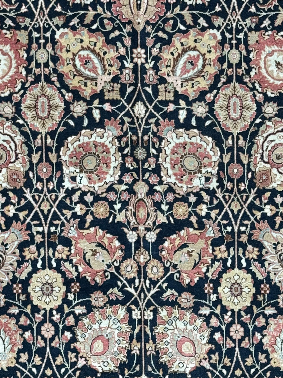 The Midnight Garden - Navy Blue &amp; Dusty Rose Floral Rug – 5’11” x 8’10”