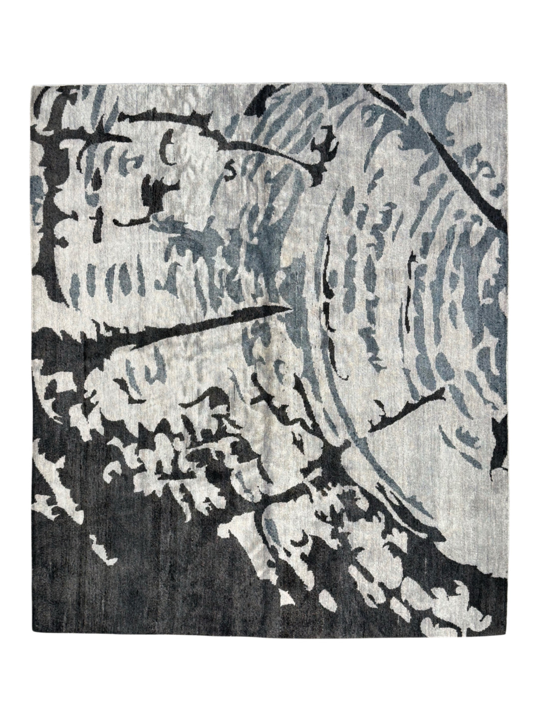 Silver Reverie - Silver Grey &amp; Charcoal Abstract Modern Rug  – 6’5” x 7’6”