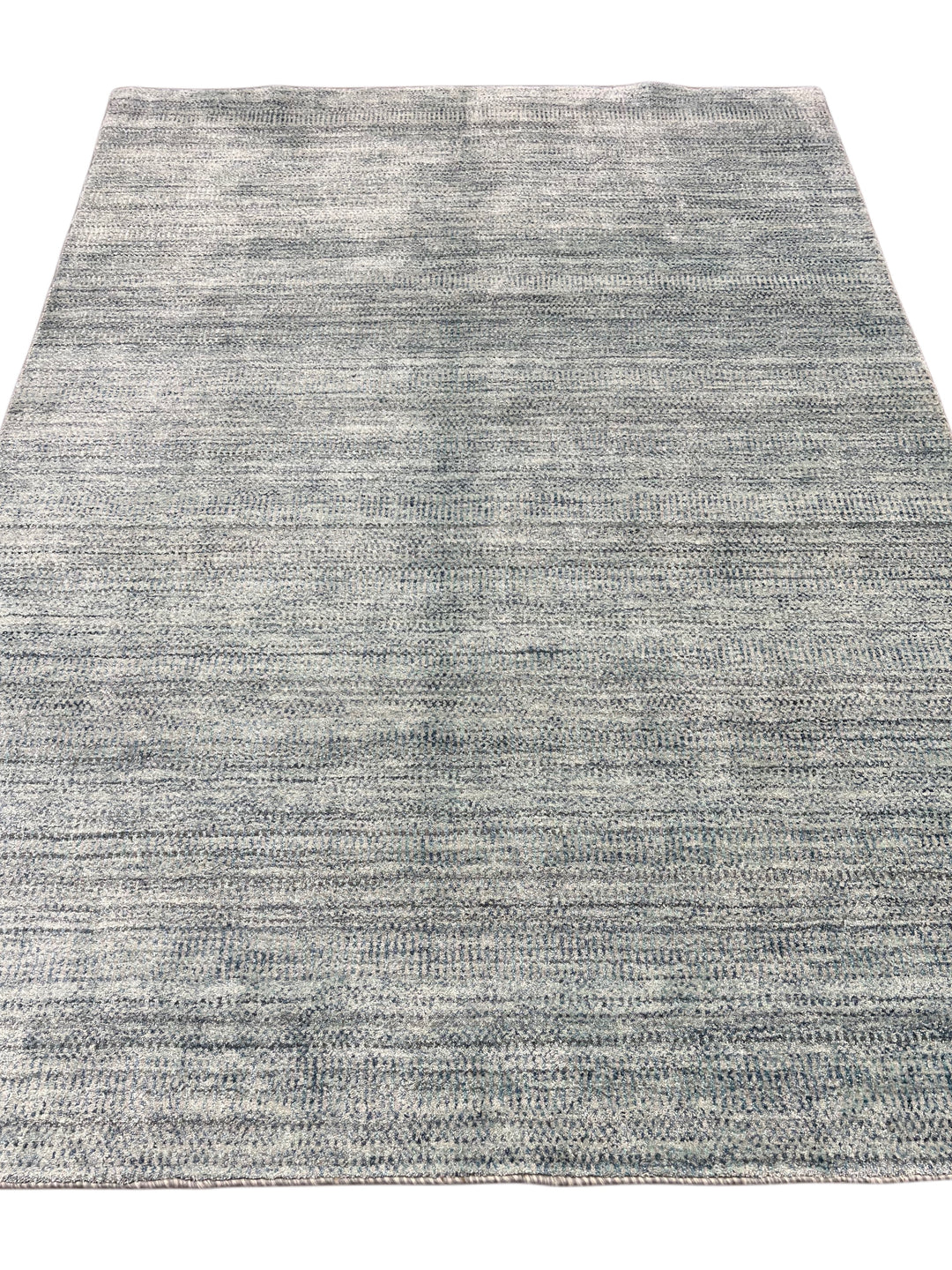 Silver Mist – Soft Blue &amp; Silver Gray Modern Textured Rug – 5’2” x 7’1”