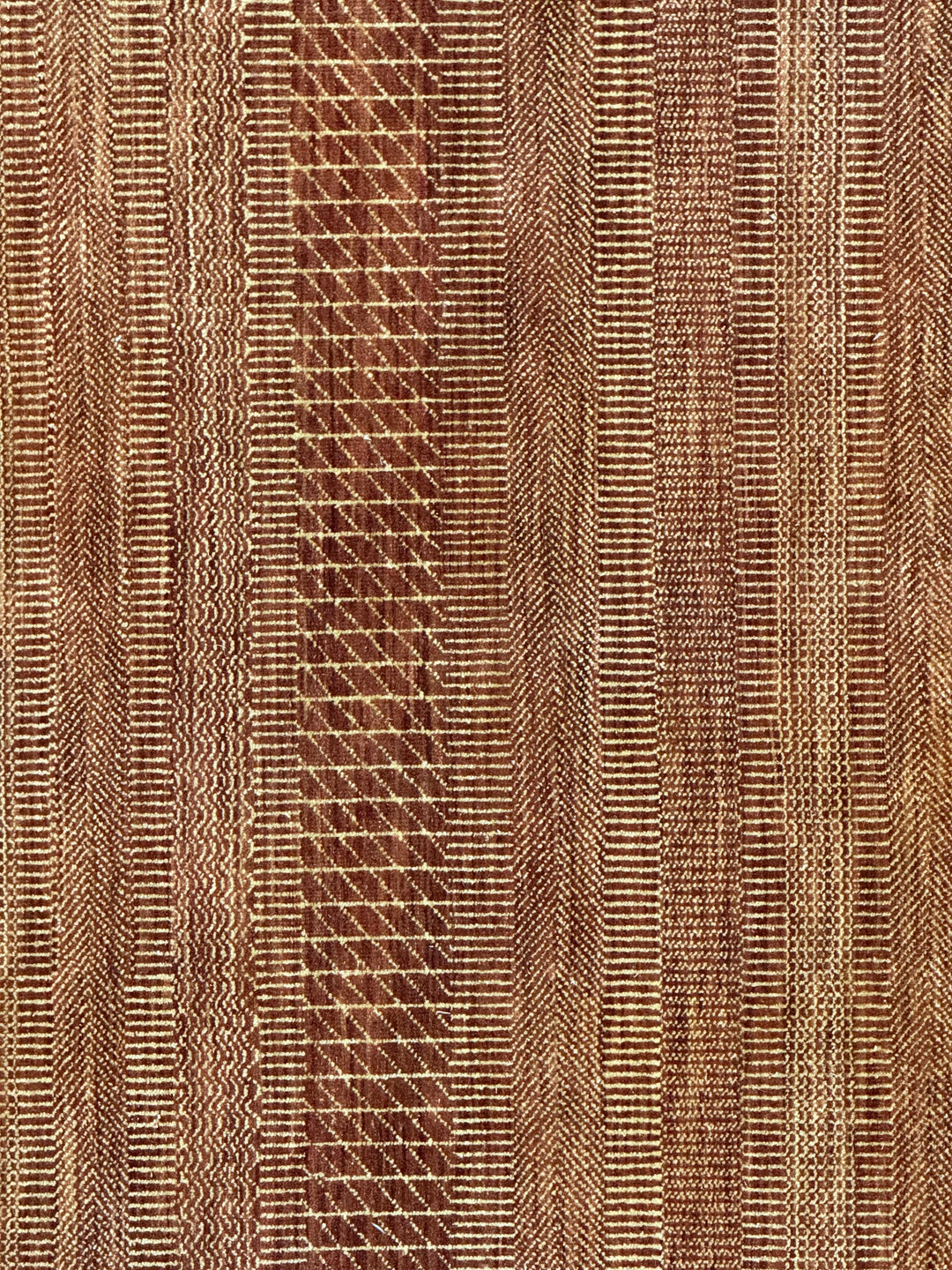 Terra Rhythm – Rust &amp; Sand Geometric Striped Modern Rug – 4’3” x 6’7”