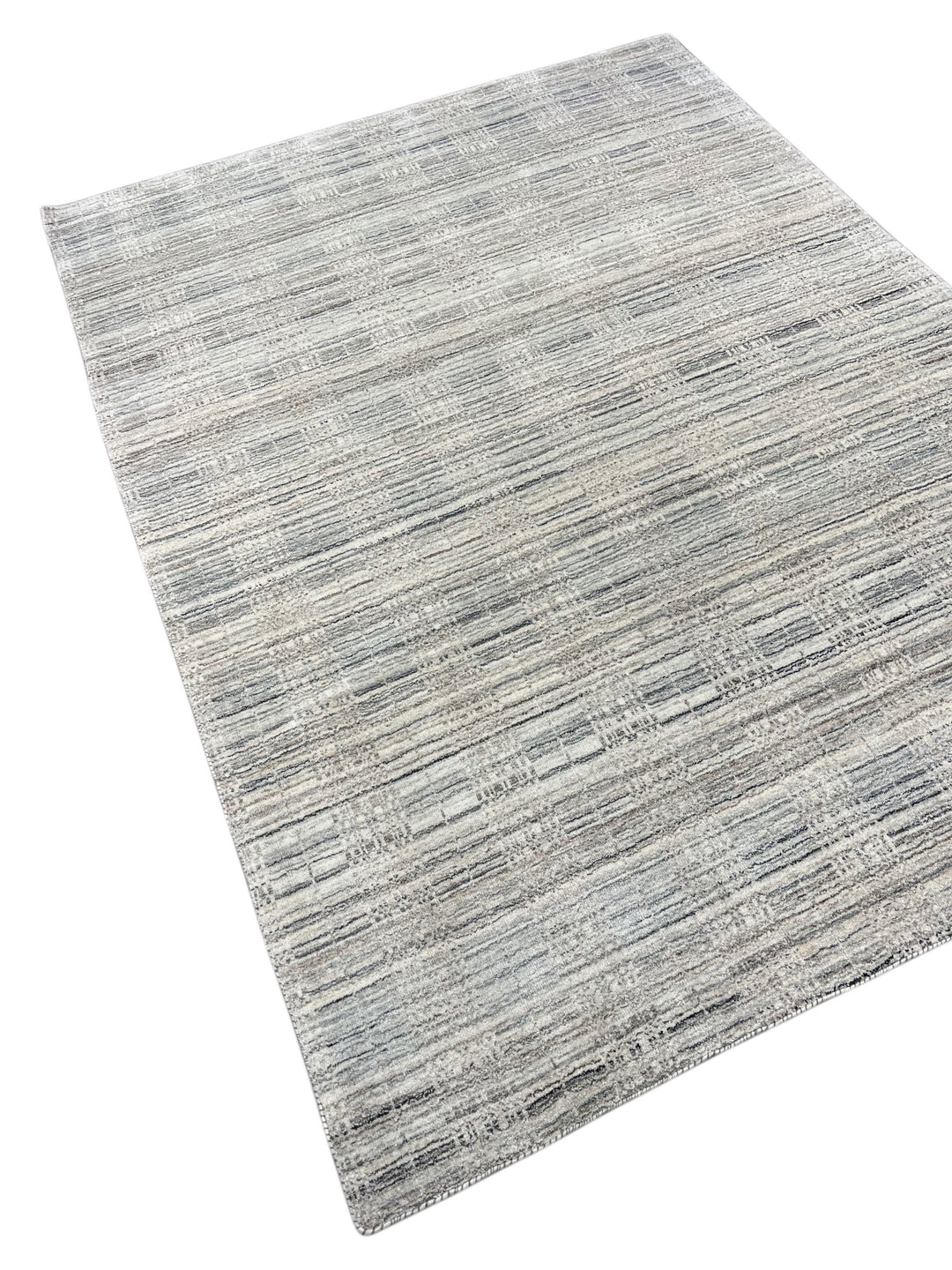 Avelune – Ivory &amp; Silver Gray Abstract Textured Modern Rug – 5’3” x 7’0”