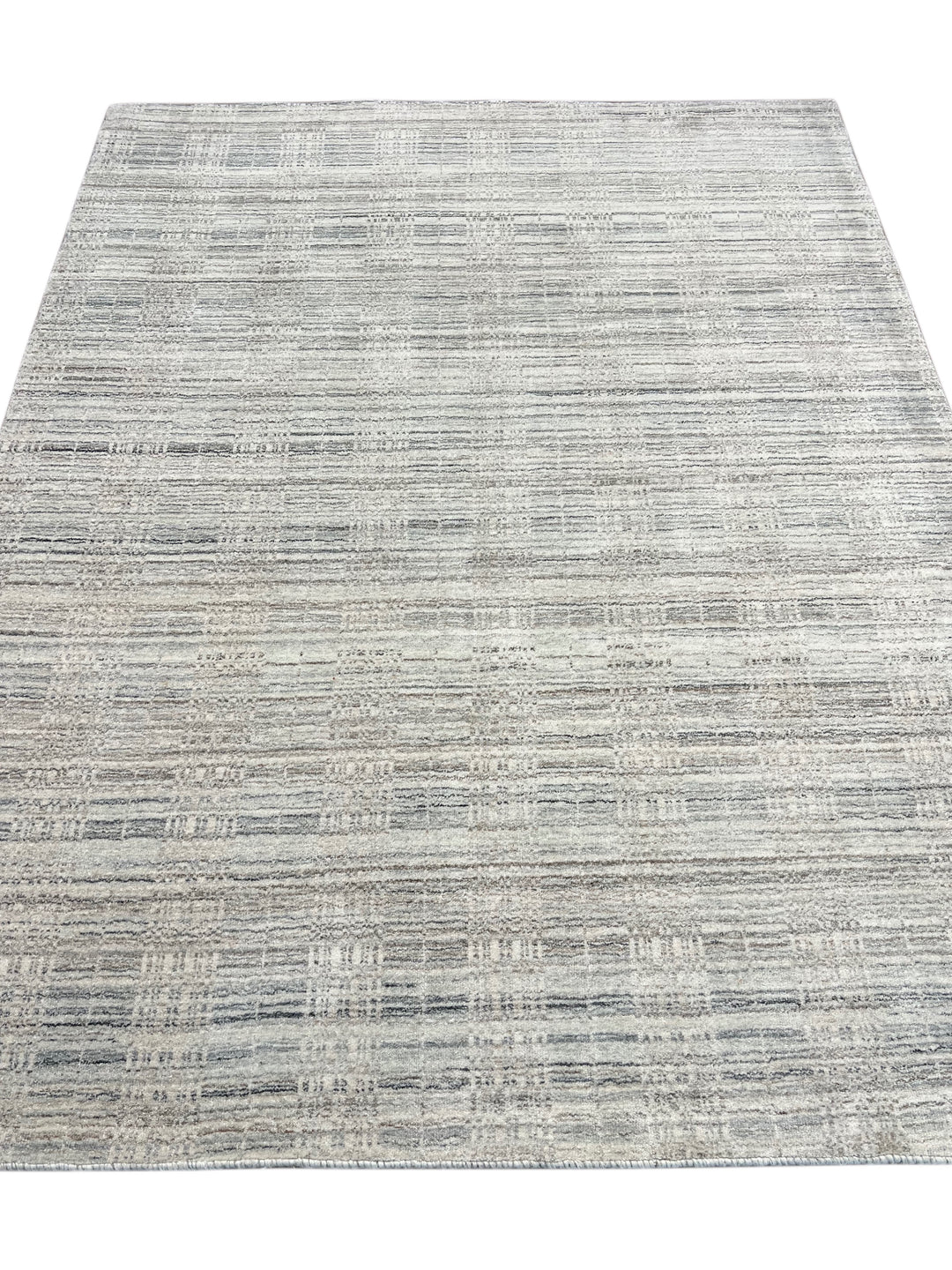 Avelune – Ivory &amp; Silver Gray Abstract Textured Modern Rug – 5’3” x 7’0”