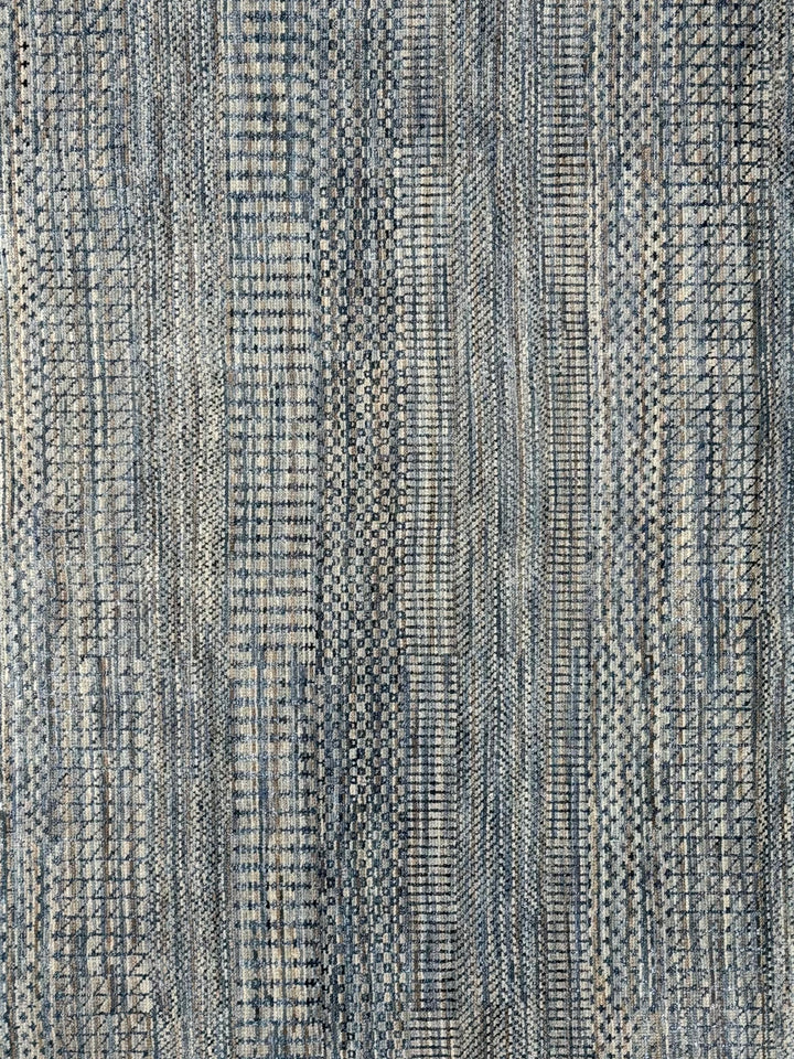 Lazuline – Slate Blue, Ivory &amp; Beige Geometric Striped Modern Rug – 4’10” x 8’11”
