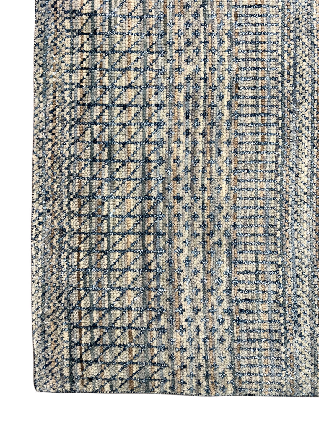 Lazuline – Slate Blue, Ivory &amp; Beige Geometric Striped Modern Rug – 4’10” x 8’11”