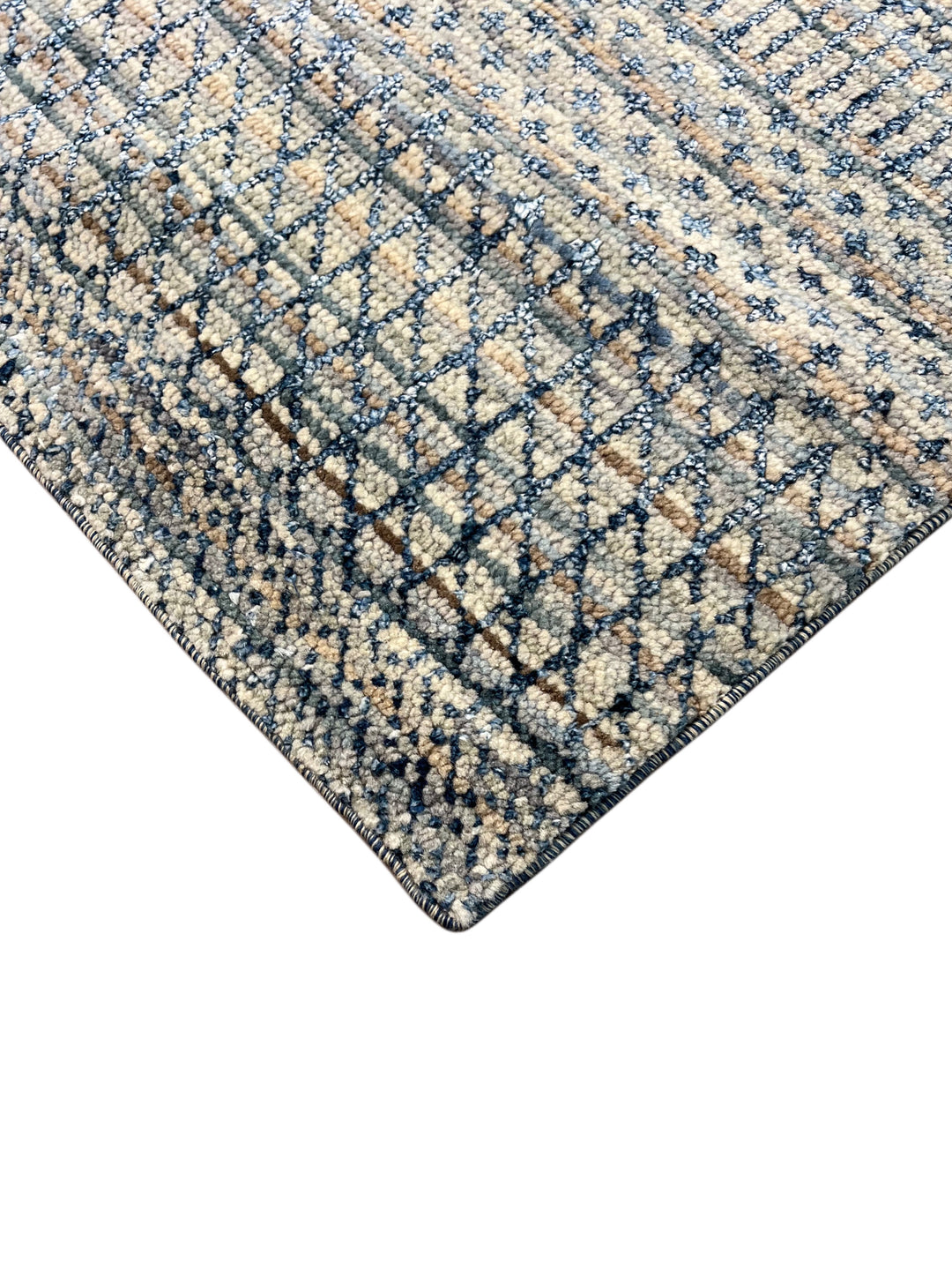 Lazuline – Slate Blue, Ivory &amp; Beige Geometric Striped Modern Rug – 4’10” x 8’11”