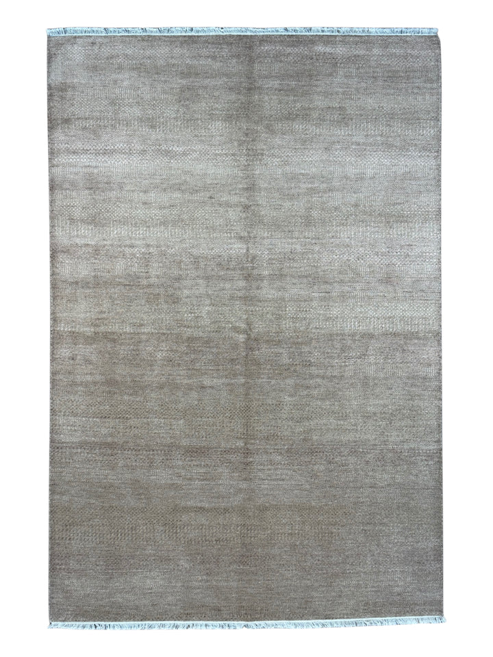 Serein - Taupe Gray &amp; Silver Textured Modern Rug – 6’2” x 9’2”