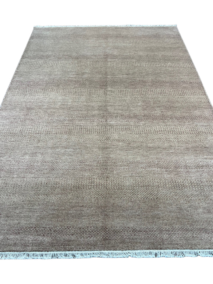 Serein - Taupe Gray &amp; Silver Textured Modern Rug – 6’2” x 9’2”