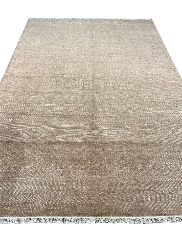 Serein - Taupe Gray &amp; Silver Textured Modern Rug – 6’2” x 9’2”