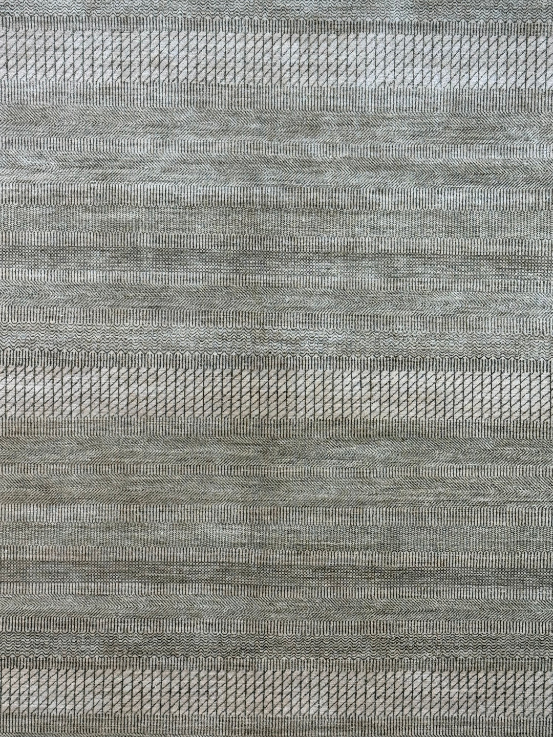 Avelin - Ivory, Taupe &amp; Grey Geometric Striped Modern Rug – 6’2” x 9’3”