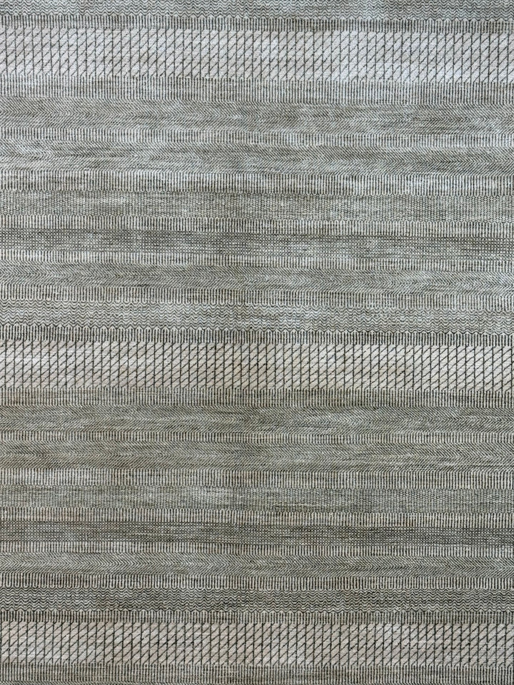 Avelin - Ivory, Taupe &amp; Grey Geometric Striped Modern Rug – 6’2” x 9’3”