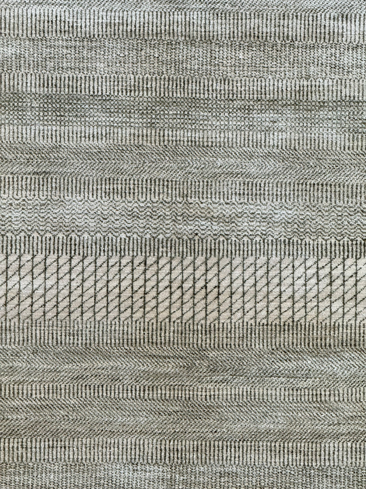 Avelin - Ivory, Taupe &amp; Grey Geometric Striped Modern Rug – 6’2” x 9’3”
