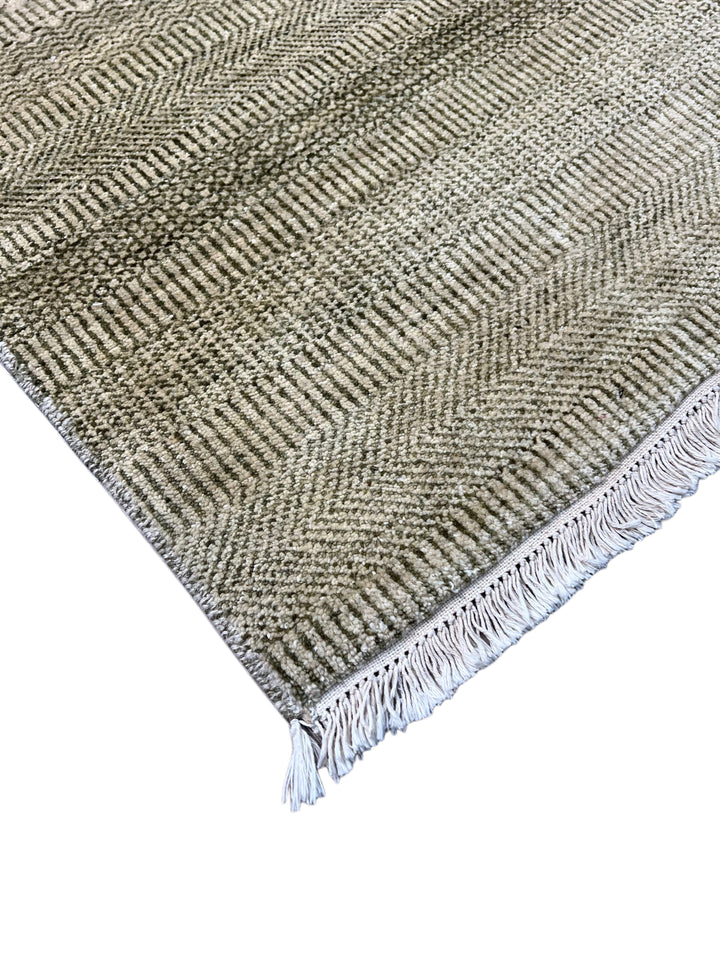 Avelin - Ivory, Taupe &amp; Grey Geometric Striped Modern Rug – 6’2” x 9’3”