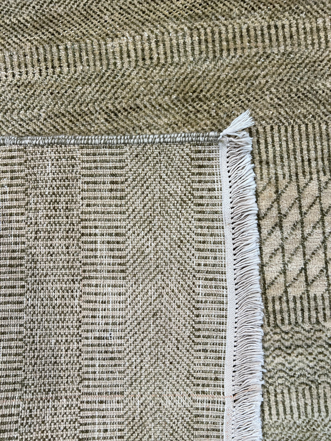 Avelin - Ivory, Taupe &amp; Grey Geometric Striped Modern Rug – 6’2” x 9’3”