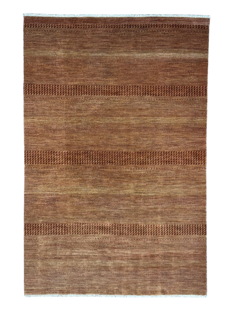 Solterra - Terracotta, Rust & Copper Geometric Striped Modern Rug  – 6’0” x 9’1”
