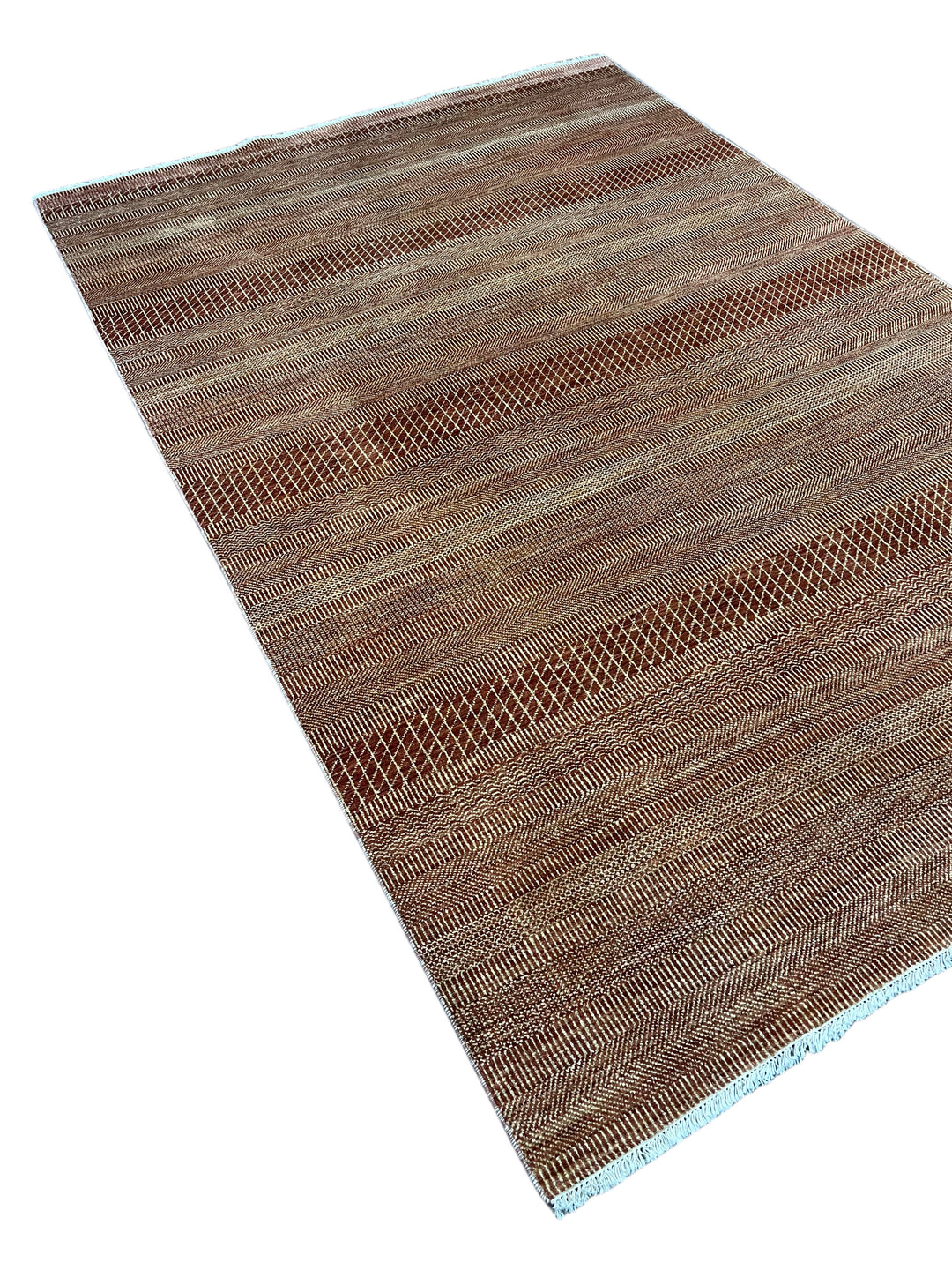 Solterra - Terracotta, Rust &amp; Copper Geometric Striped Modern Rug  – 6’0” x 9’1”