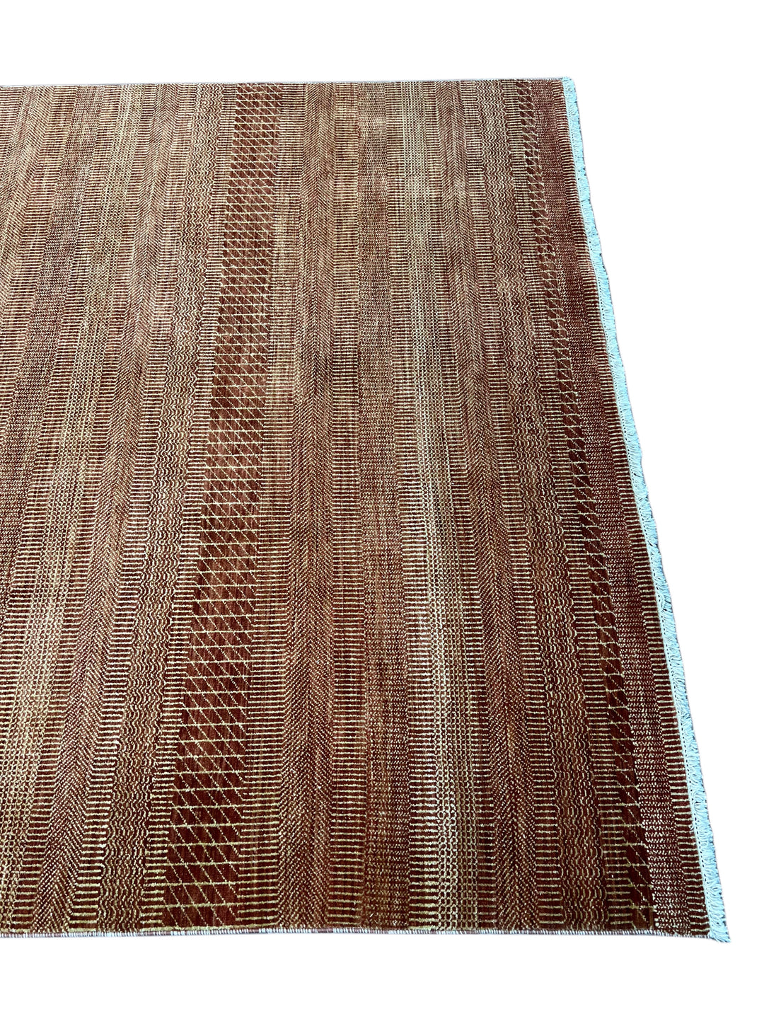 Solterra - Terracotta, Rust &amp; Copper Geometric Striped Modern Rug  – 6’0” x 9’1”