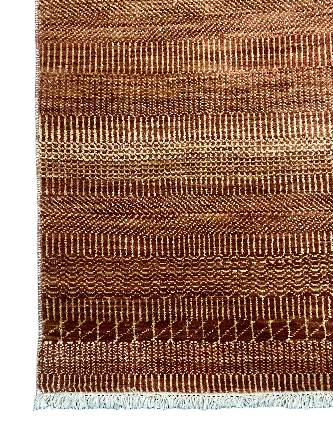 Solterra - Terracotta, Rust &amp; Copper Geometric Striped Modern Rug  – 6’0” x 9’1”