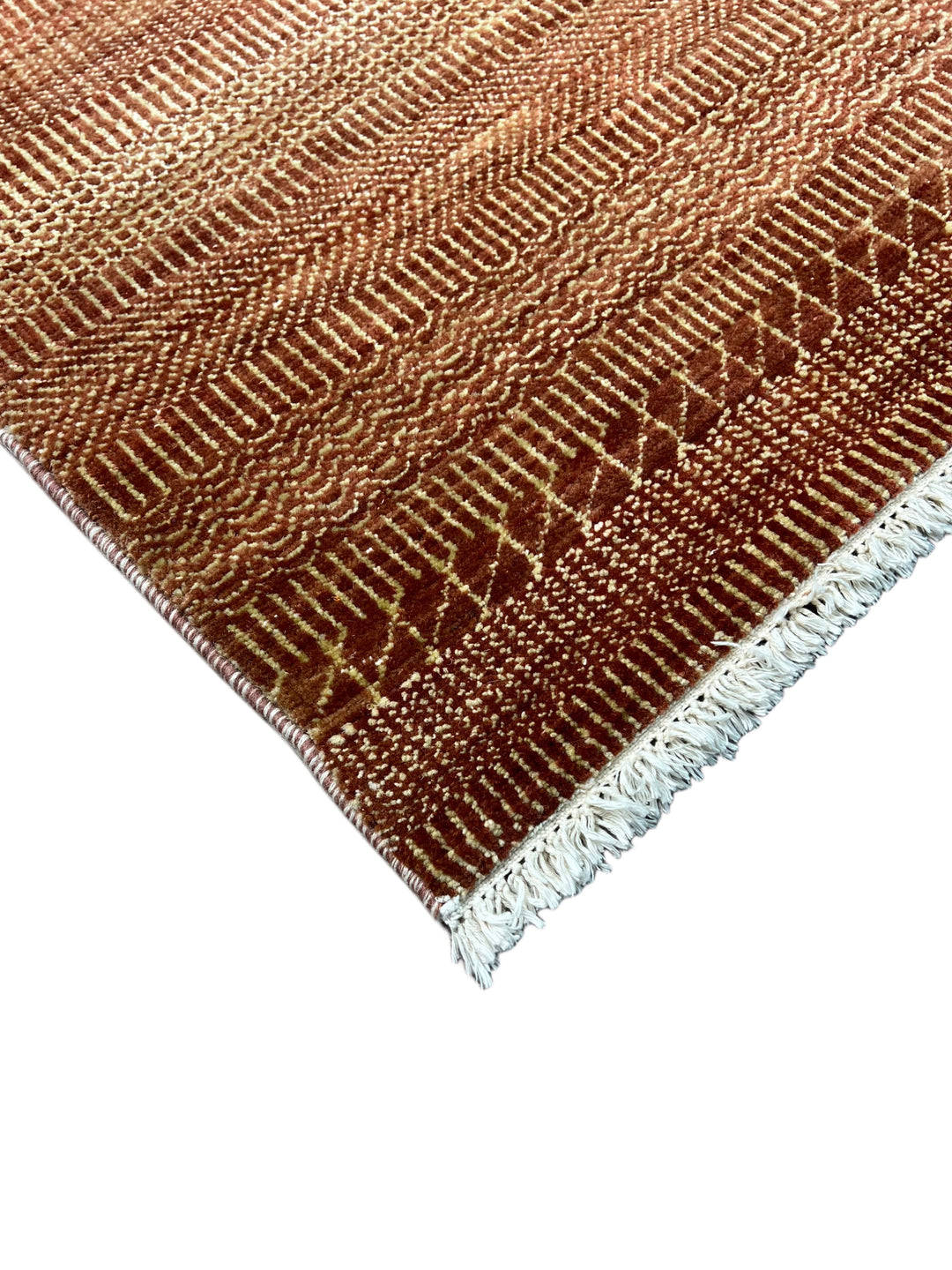 Solterra - Terracotta, Rust &amp; Copper Geometric Striped Modern Rug  – 6’0” x 9’1”