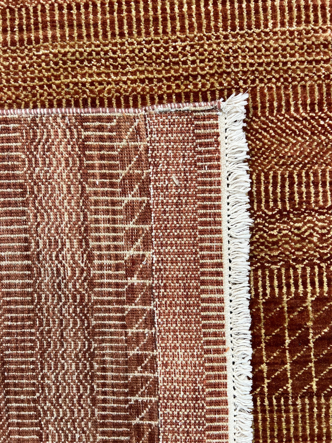Solterra - Terracotta, Rust &amp; Copper Geometric Striped Modern Rug  – 6’0” x 9’1”