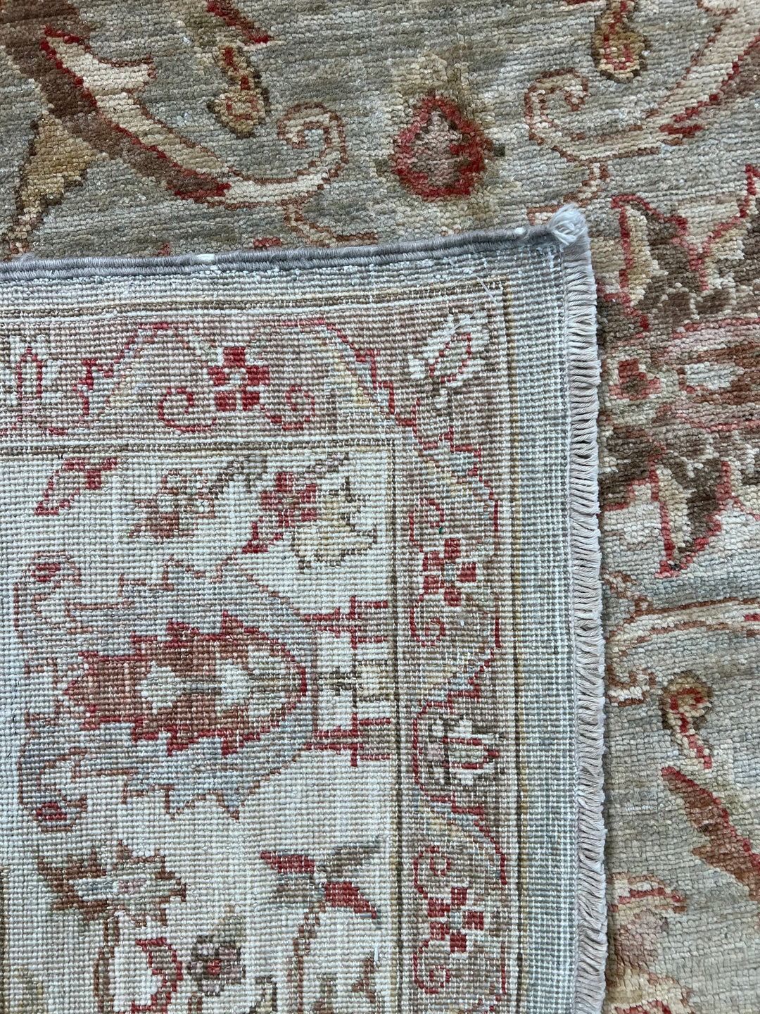 Celestine - Light Blue, Ivory &amp; Muted Burgundy Floral Oushak Style Rug – 5’11” x 8’7”