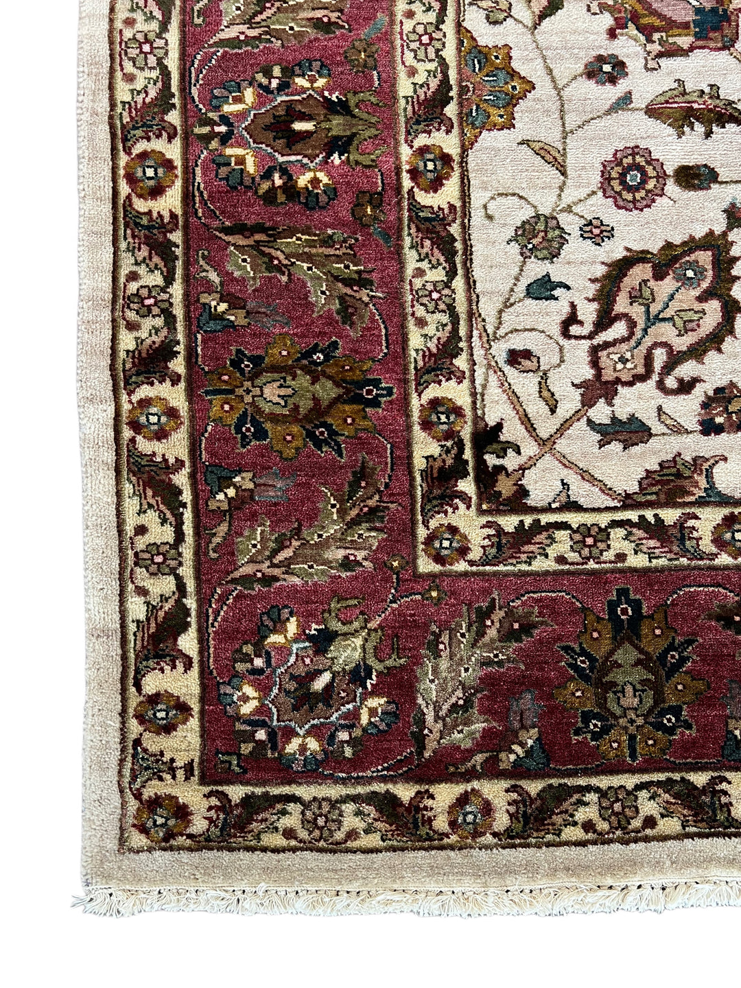 Burgundy Royal Garden – Ivory &amp; Burgundy Traditional Floral Rug – 6’0” x 8’8”